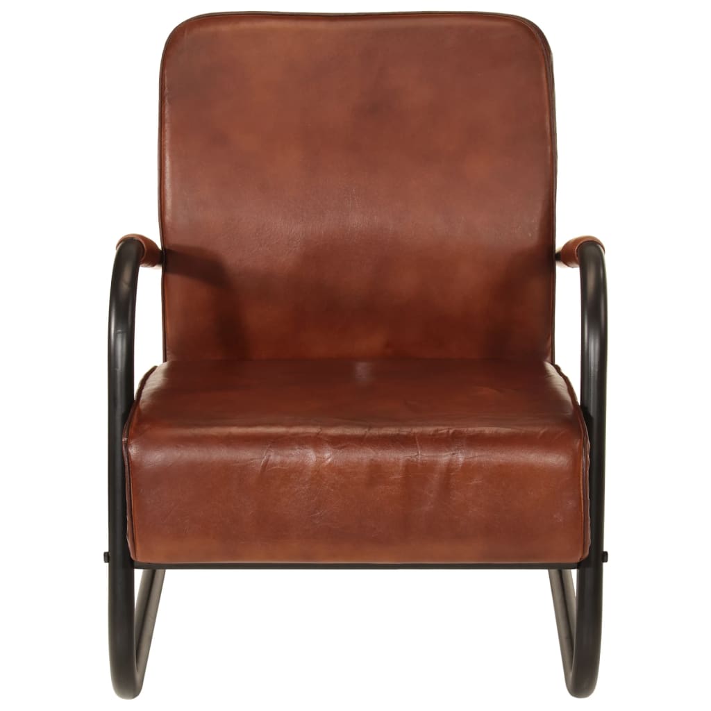 Fauteuil echt leer bruin