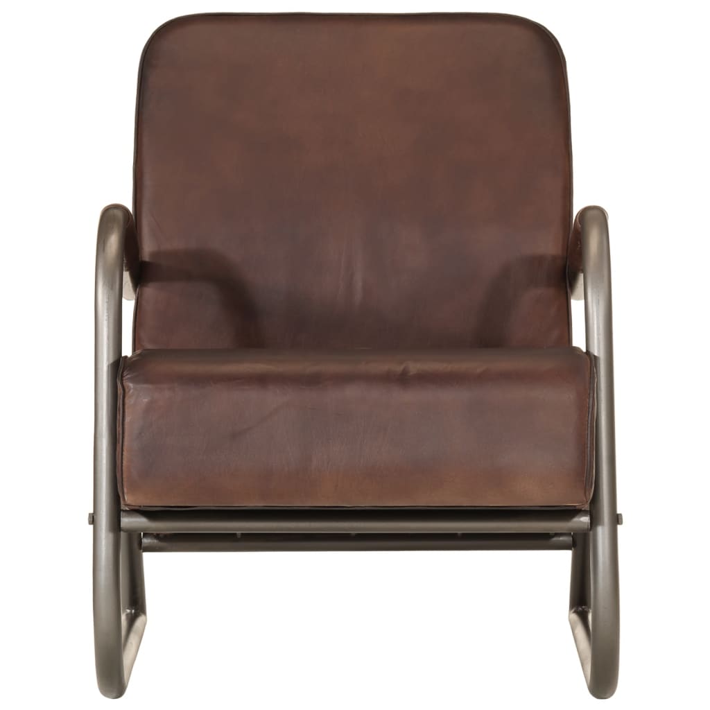 Fauteuil echt leer bruin