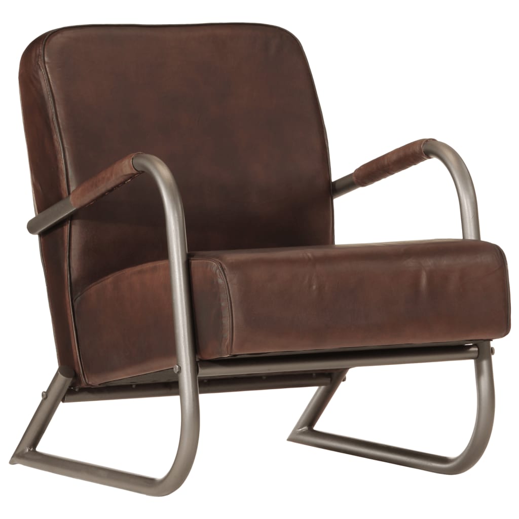 Fauteuil echt leer bruin