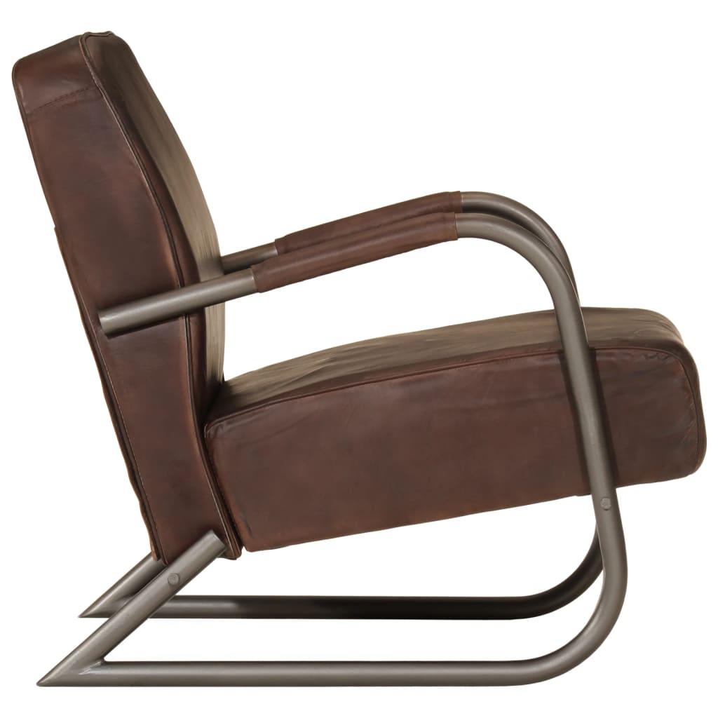 Fauteuil echt leer bruin