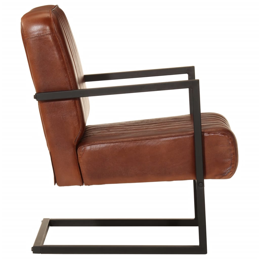 Fauteuil echt leer bruin