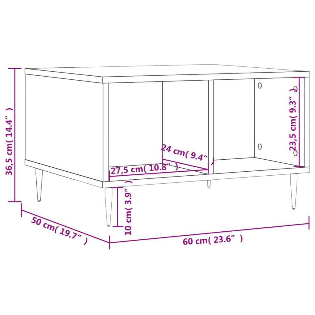 Salontafel 60x50x36,5 cm bewerkt hout