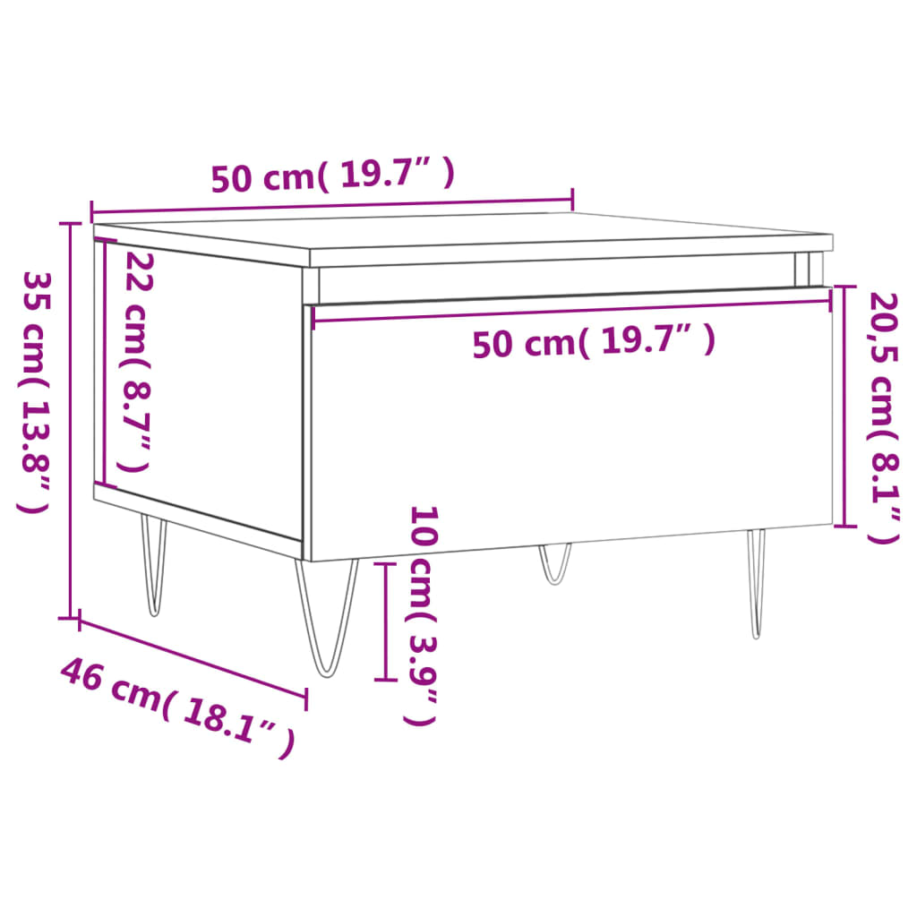 Salontafel 50x46x35 cm bewerkt hout