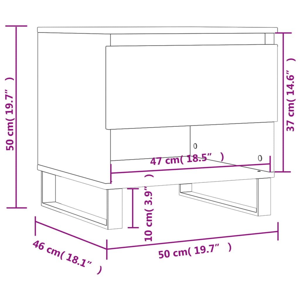 Salontafels 2 st 50x46x50 cm bewerkt hout