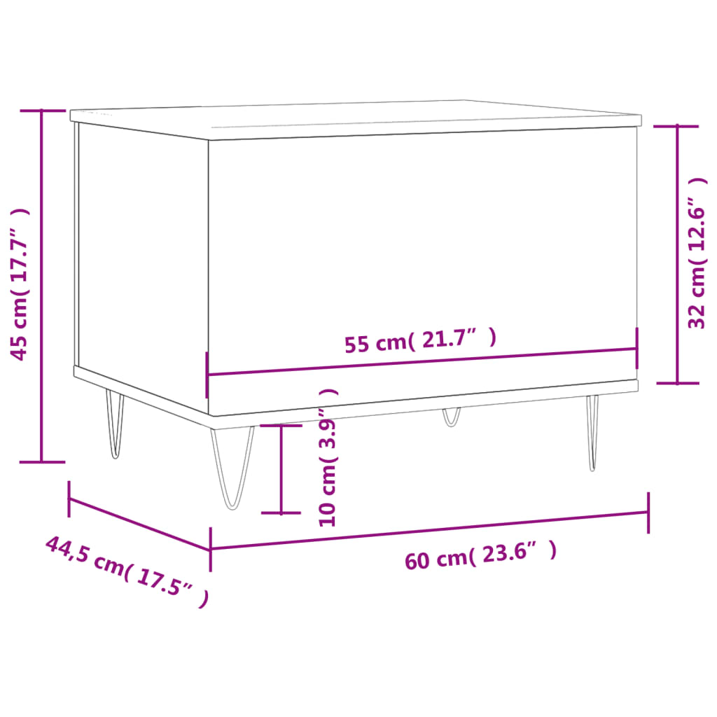 Salontafel 60x44,5x45 cm bewerkt hout