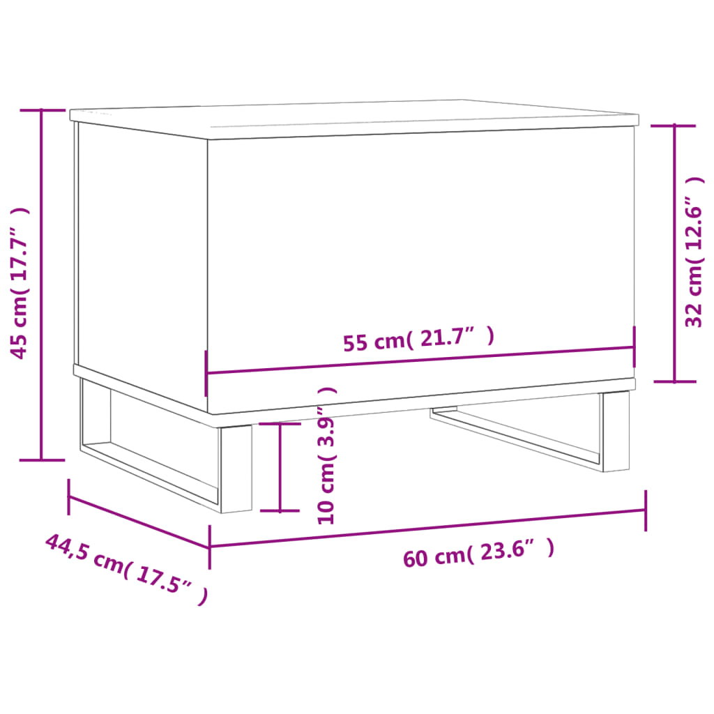 Salontafel 60x44,5x45 cm bewerkt hout