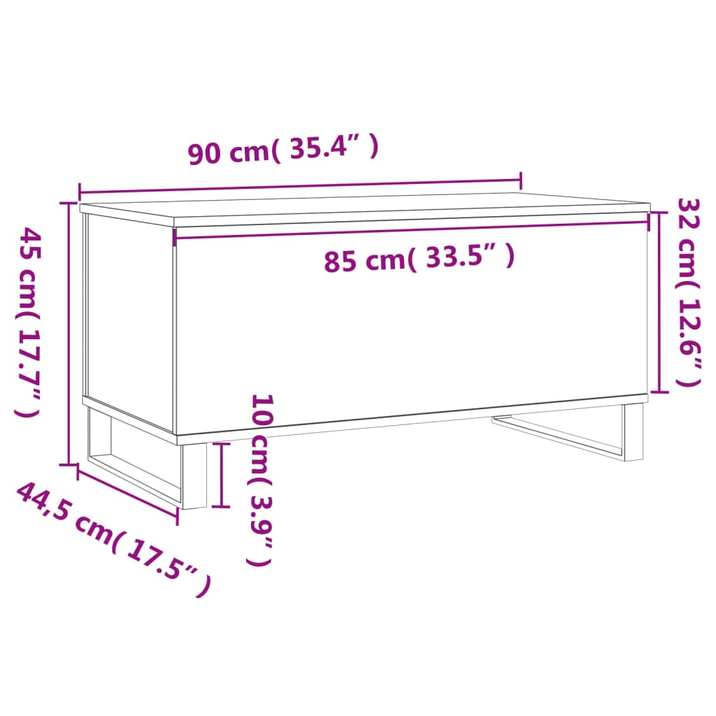 Salontafel 90x44,5x45 cm bewerkt hout