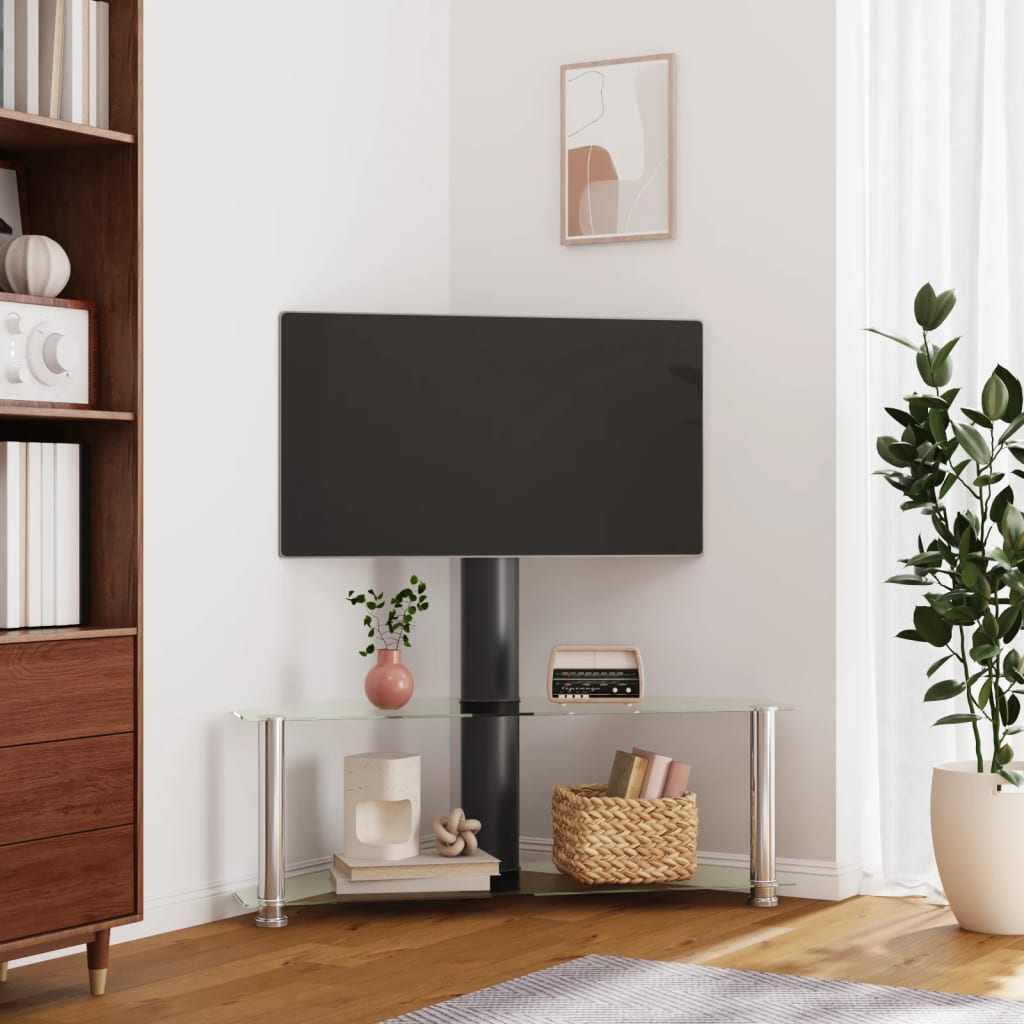 Tv-standaard hoek 4-laags voor 32-70 inch zilverkleur