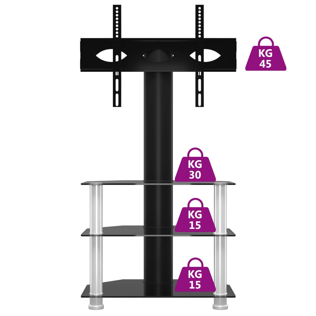 Tv-standaard hoek 4-laags voor 32-70 inch zilverkleur