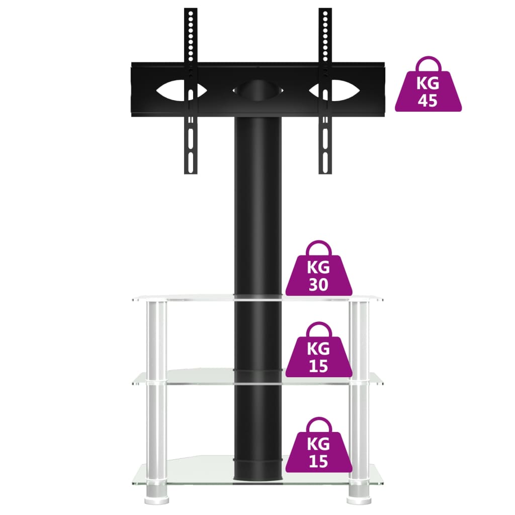 Tv-standaard hoek 4-laags voor 32-70 inch zilverkleur