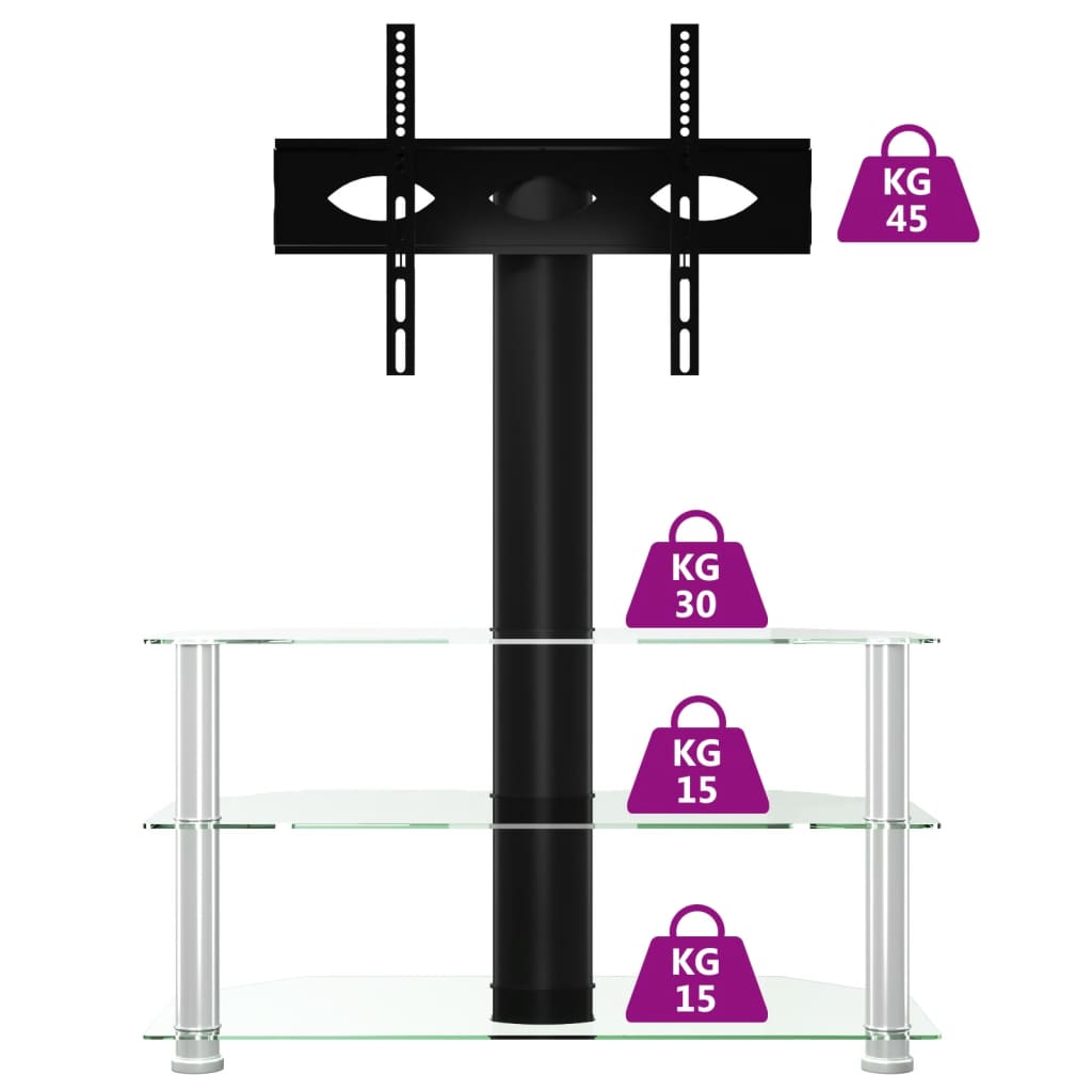 Tv-standaard hoek 4-laags voor 32-70 inch zilverkleur