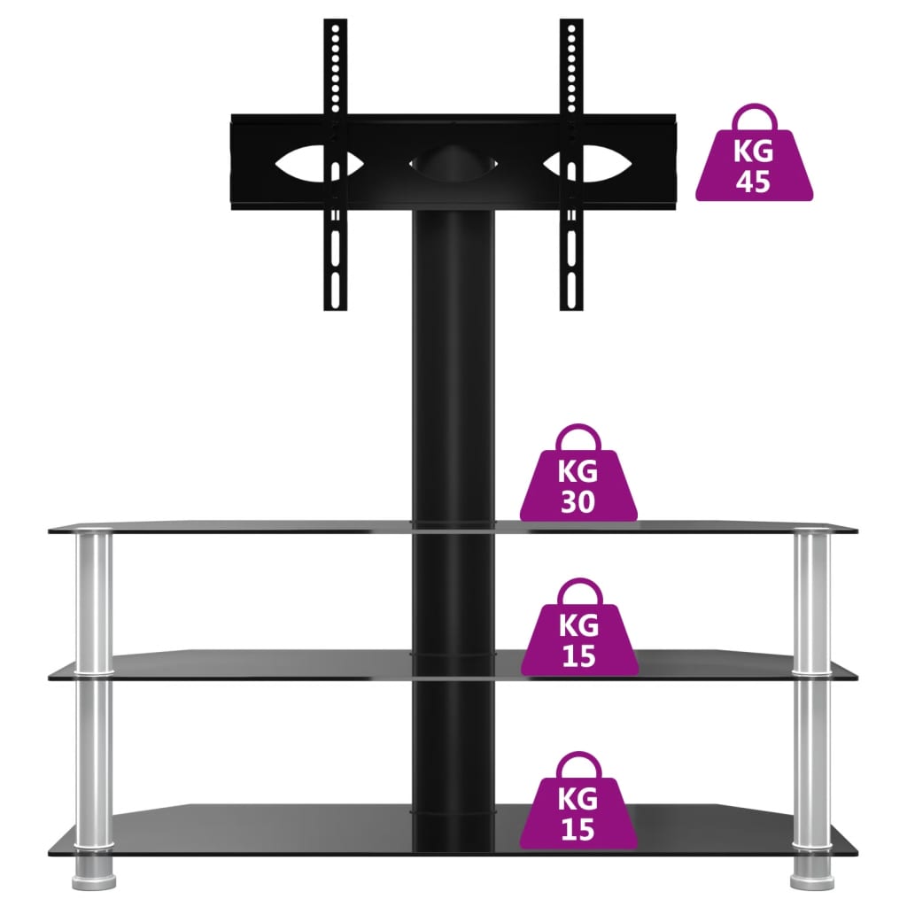 Tv-standaard hoek 4-laags voor 32-70 inch zilverkleur