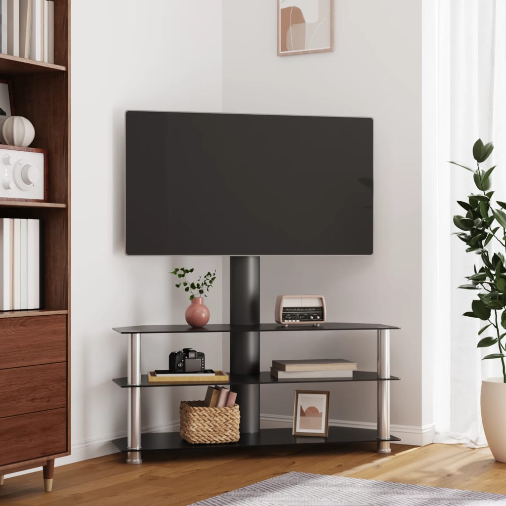 Tv-standaard hoek 4-laags voor 32-70 inch zilverkleur