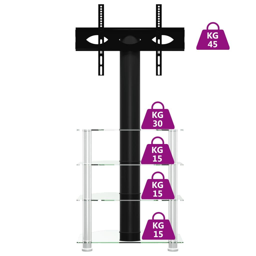 Tv-standaard hoek 4-laags voor 32-70 inch zilverkleur