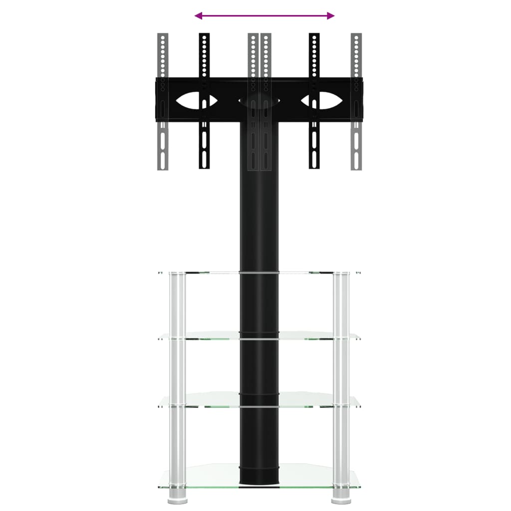 Tv-standaard hoek 4-laags voor 32-70 inch zilverkleur