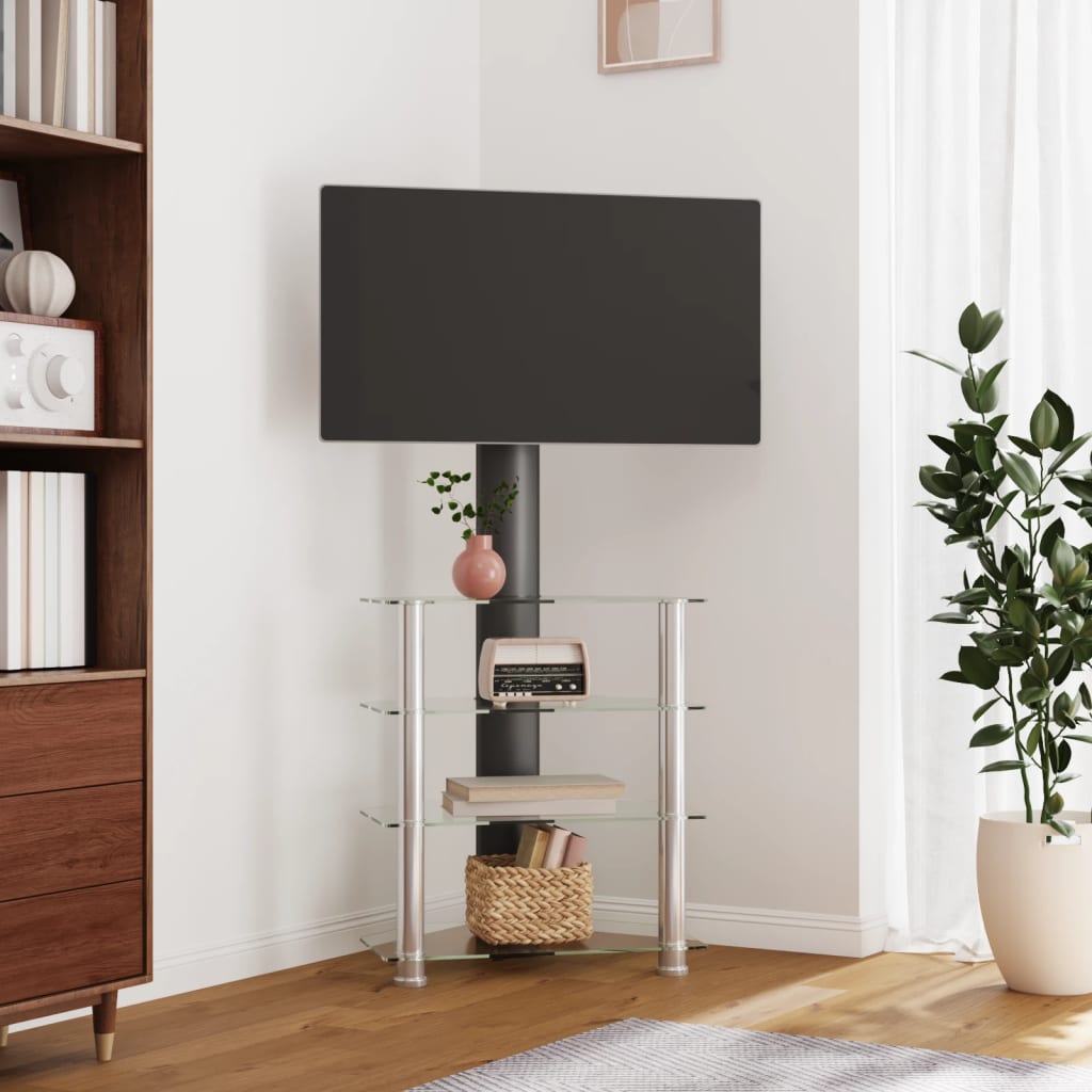 Tv-standaard hoek 4-laags voor 32-70 inch zilverkleur