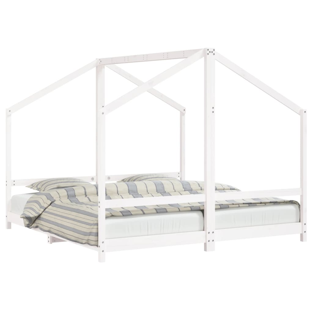 Kinderbedframe 2x(90x190) cm massief grenenhout