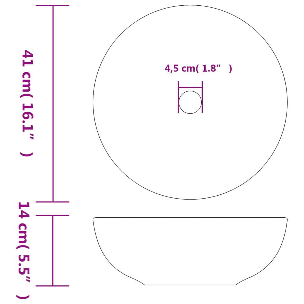 Opzetwasbak rond Φ41x14 cm keramiek