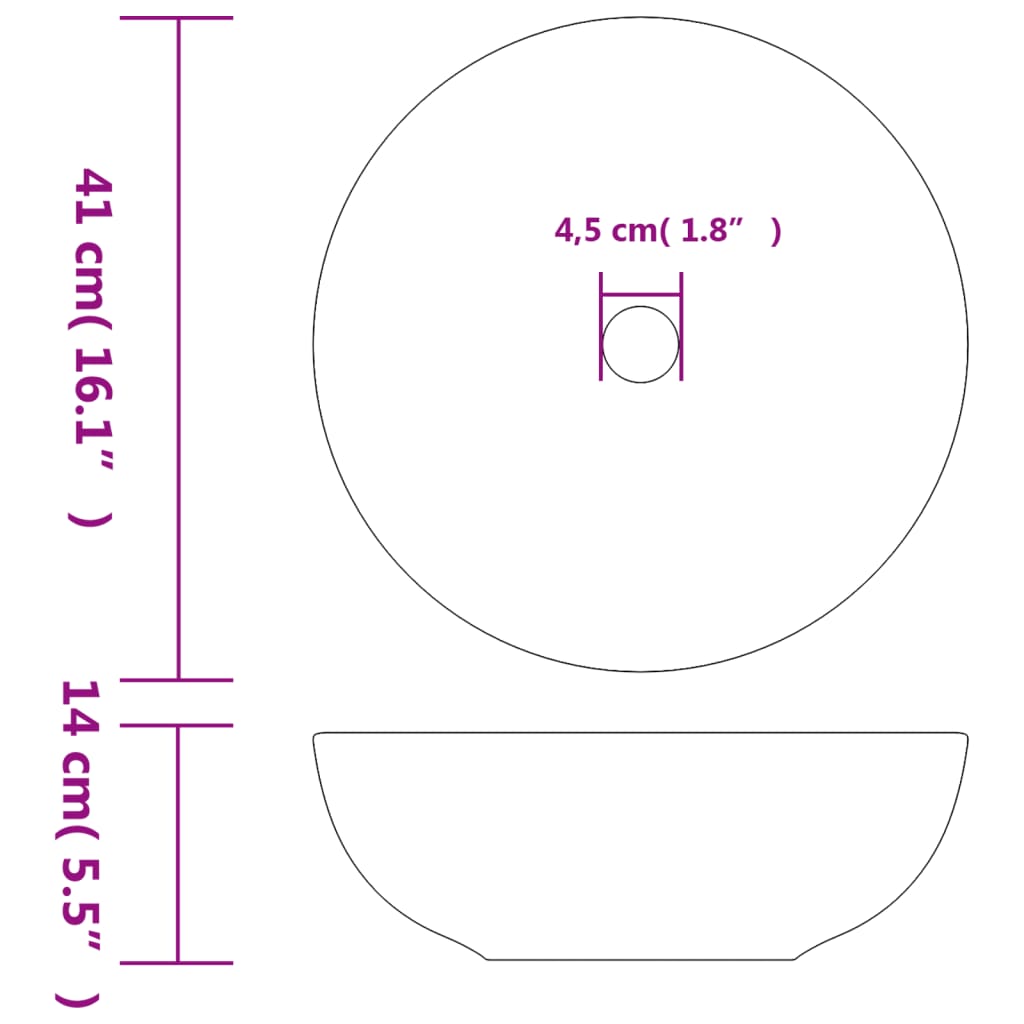 Opzetwasbak rond Φ41x14 cm keramiek