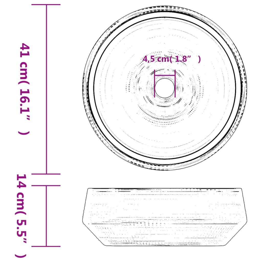 Opzetwasbak rond Φ41x14 cm keramiek