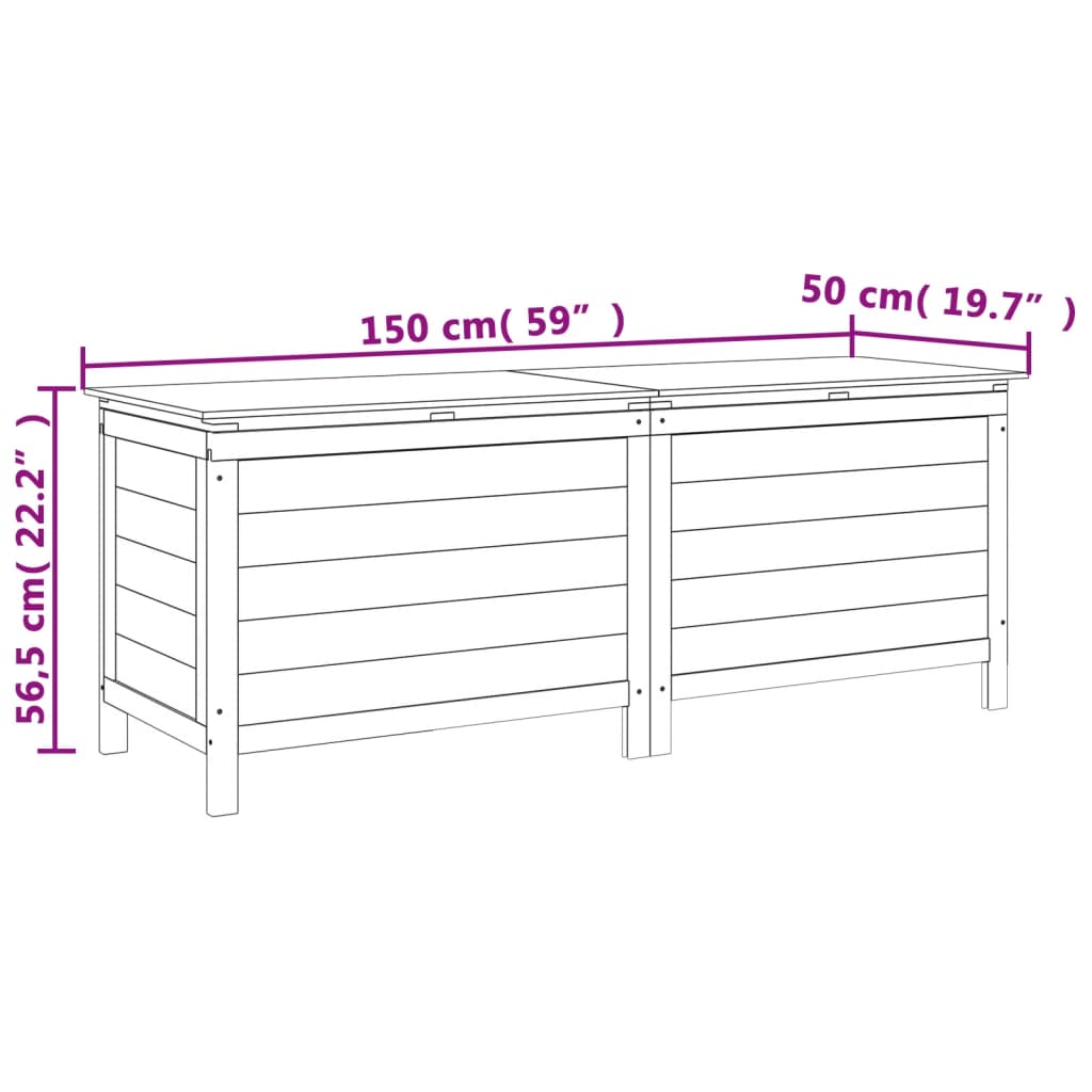 Tuinbox 150x50x56,5 cm massief vurenhout antracietkleurig