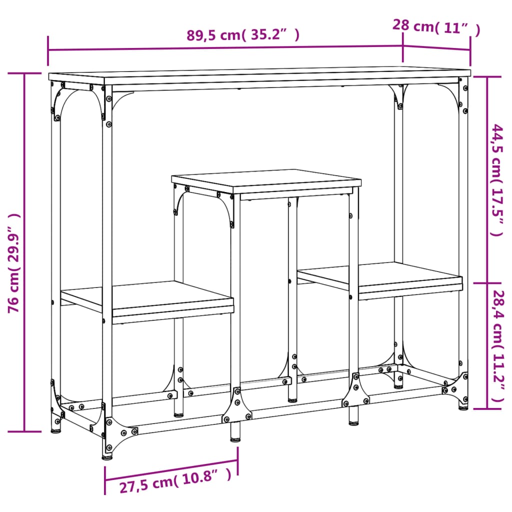 Wandtafel 89,5x28x76 cm bewerkt hout eikenkleurig