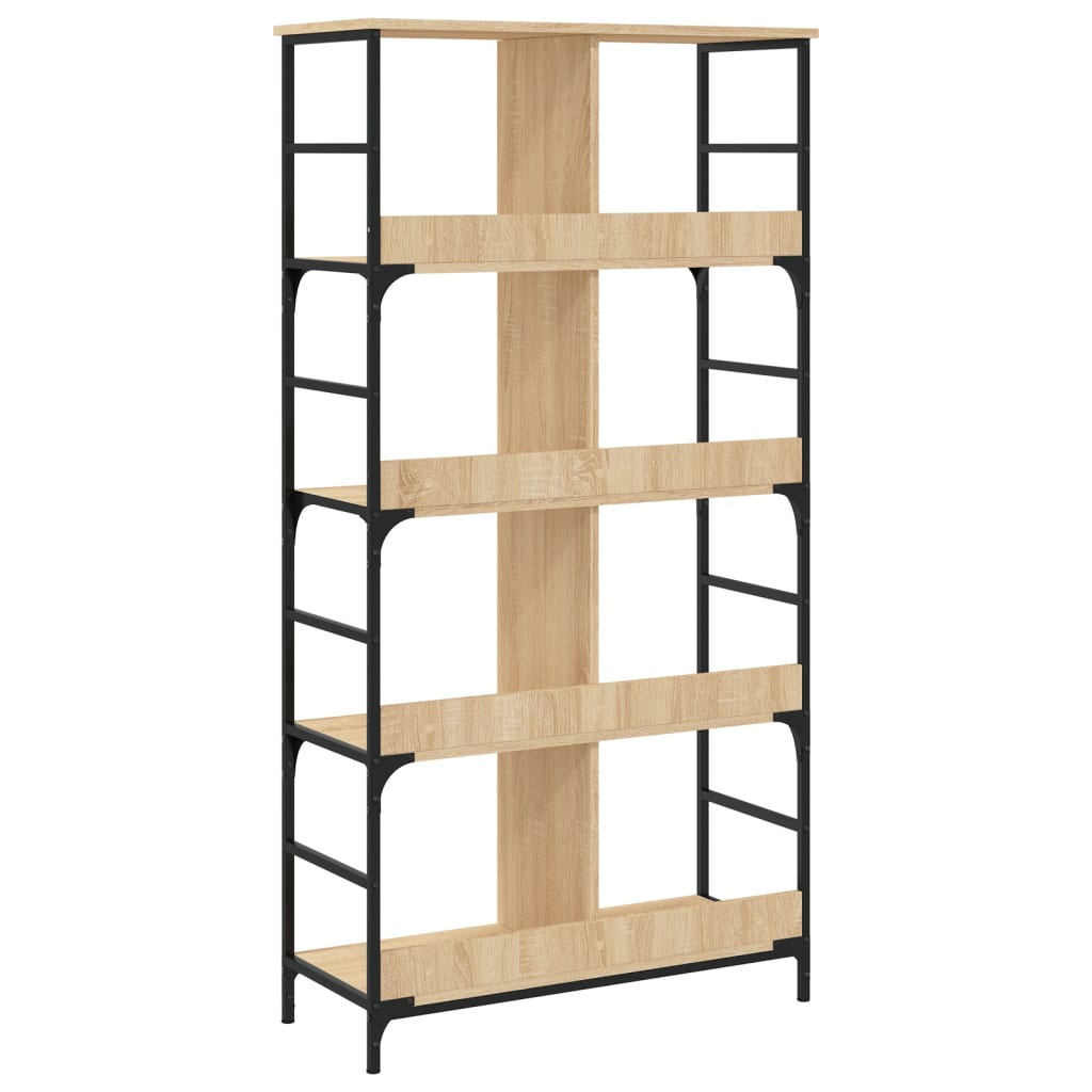 Boekenrek 78,5x33x82 cm bewerkt hout bruin eikenkleur