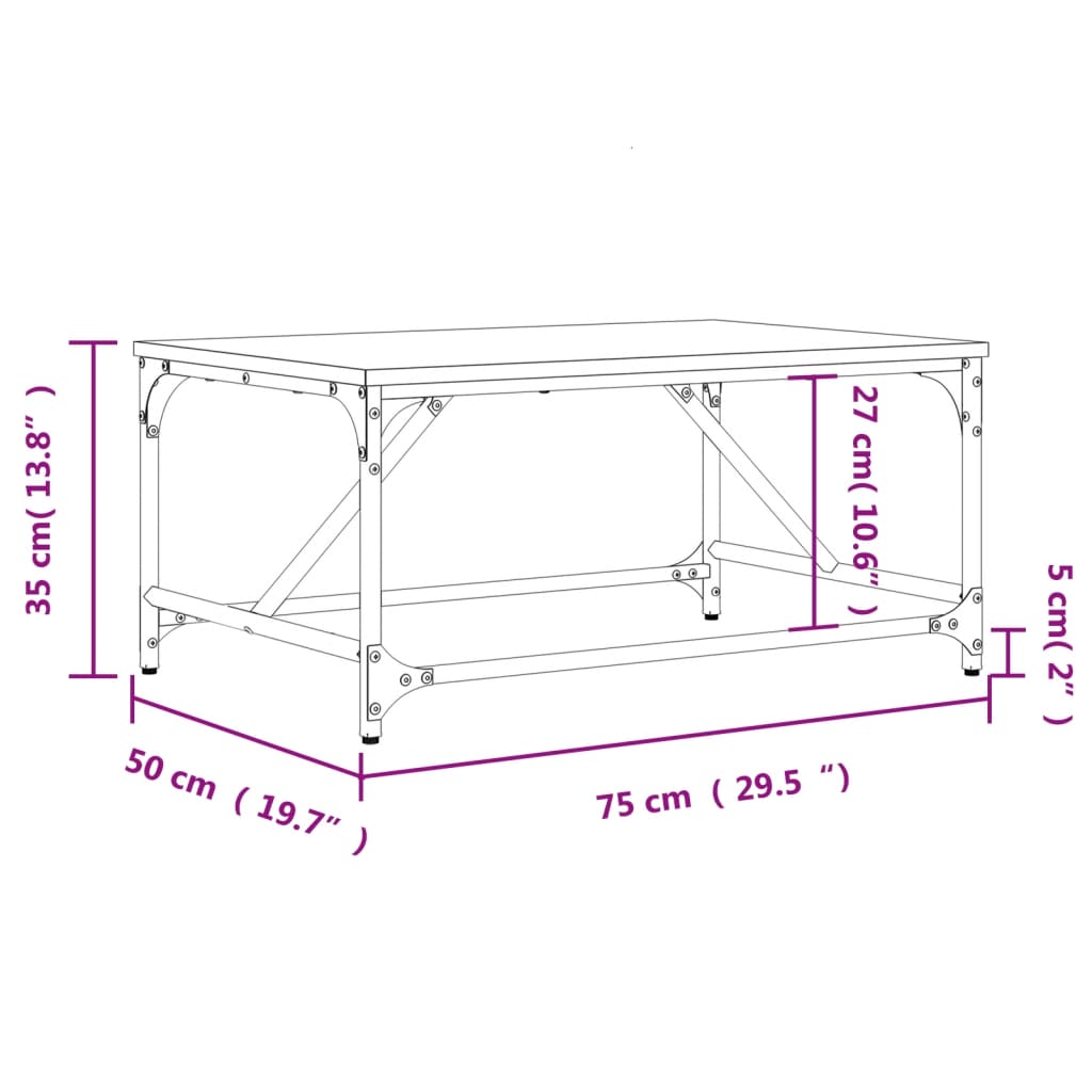 Salontafel 100x50x35 cm bewerkt hout