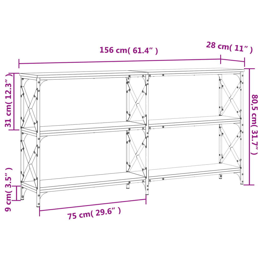 Wandtafel 100x28x80,5 cm bewerkt hout eikenkleurig