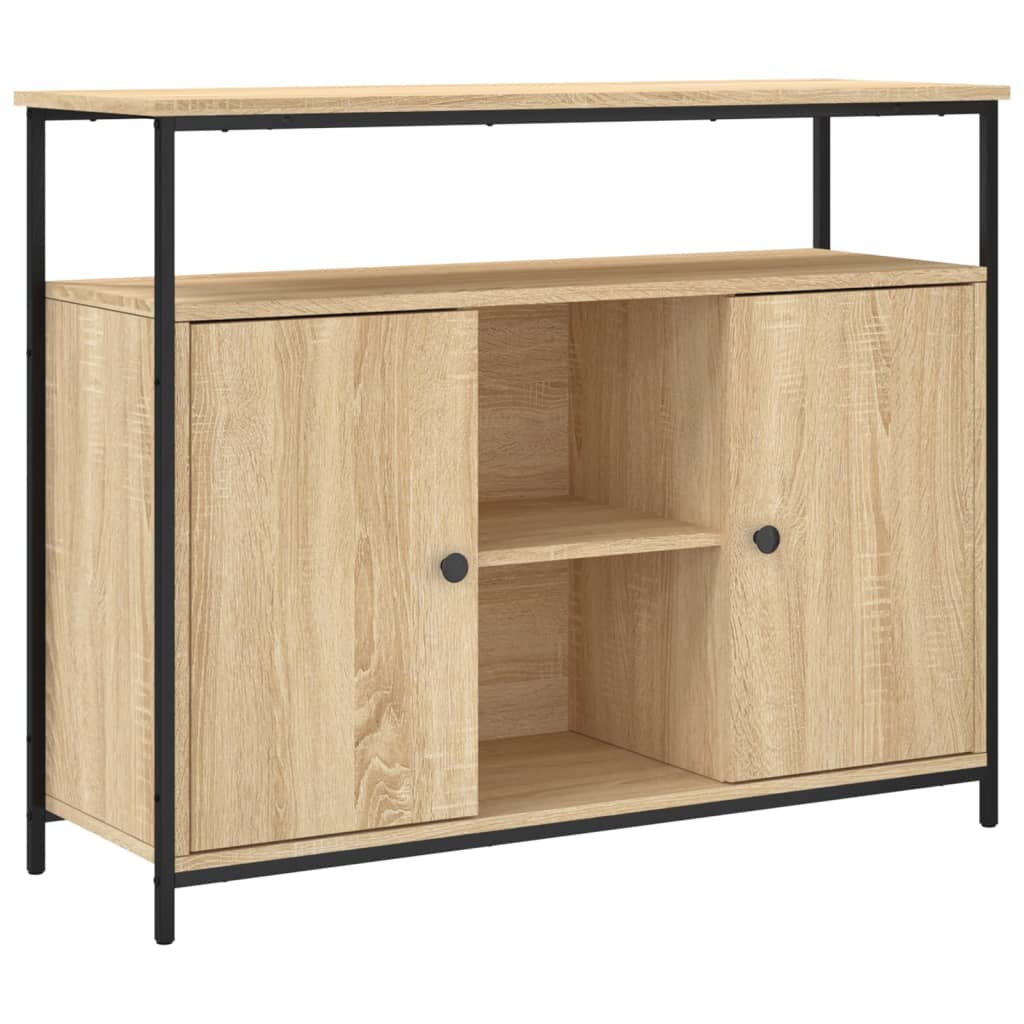 Dressoir 100x35x80 cm bewerkt hout eikenkleurig