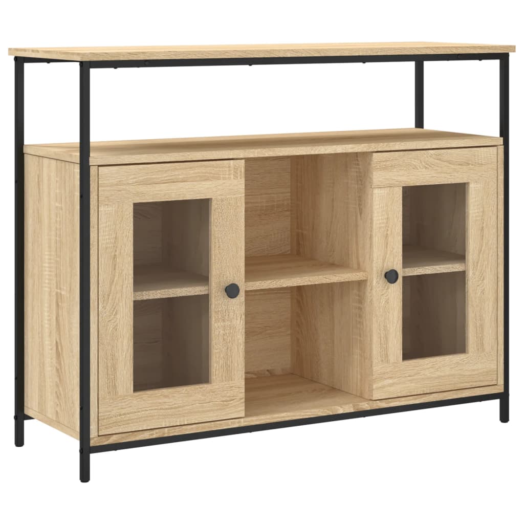 Dressoir 100x35x80 cm bewerkt hout eikenkleurig