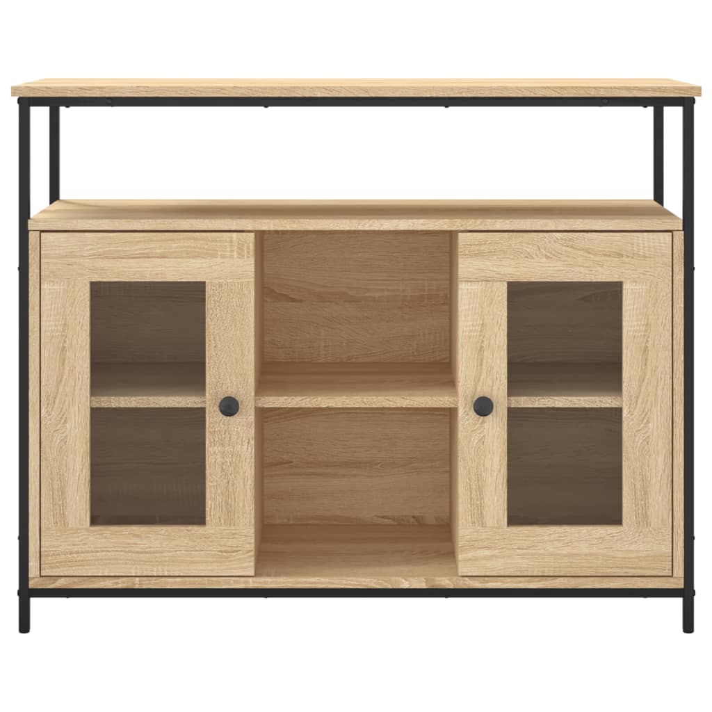 Dressoir 100x35x80 cm bewerkt hout eikenkleurig