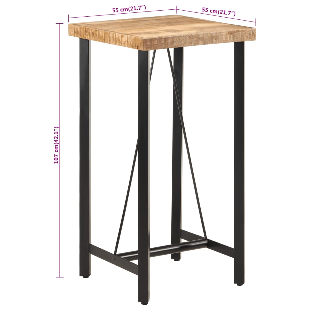 Bartafel 150x70x107 cm ruw mangohout