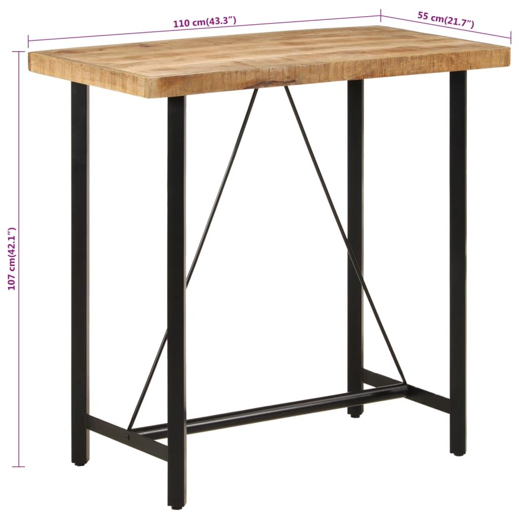 Bartafel 150x70x107 cm ruw mangohout