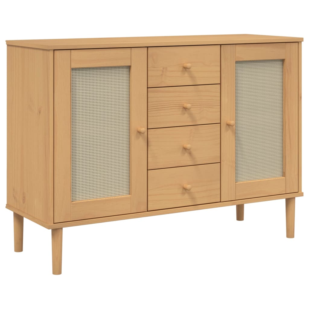 Dressoir SENJA rattan-look 112x40x80 cm grenenhout