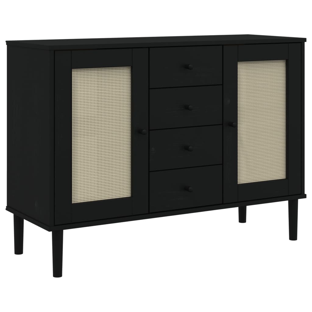 Dressoir SENJA rattan-look 112x40x80 cm grenenhout