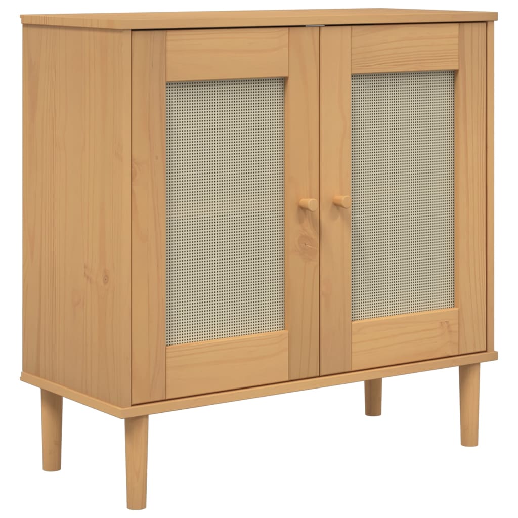 Dressoir SENJA 80x35x80 cm rattan look massief grenenhout