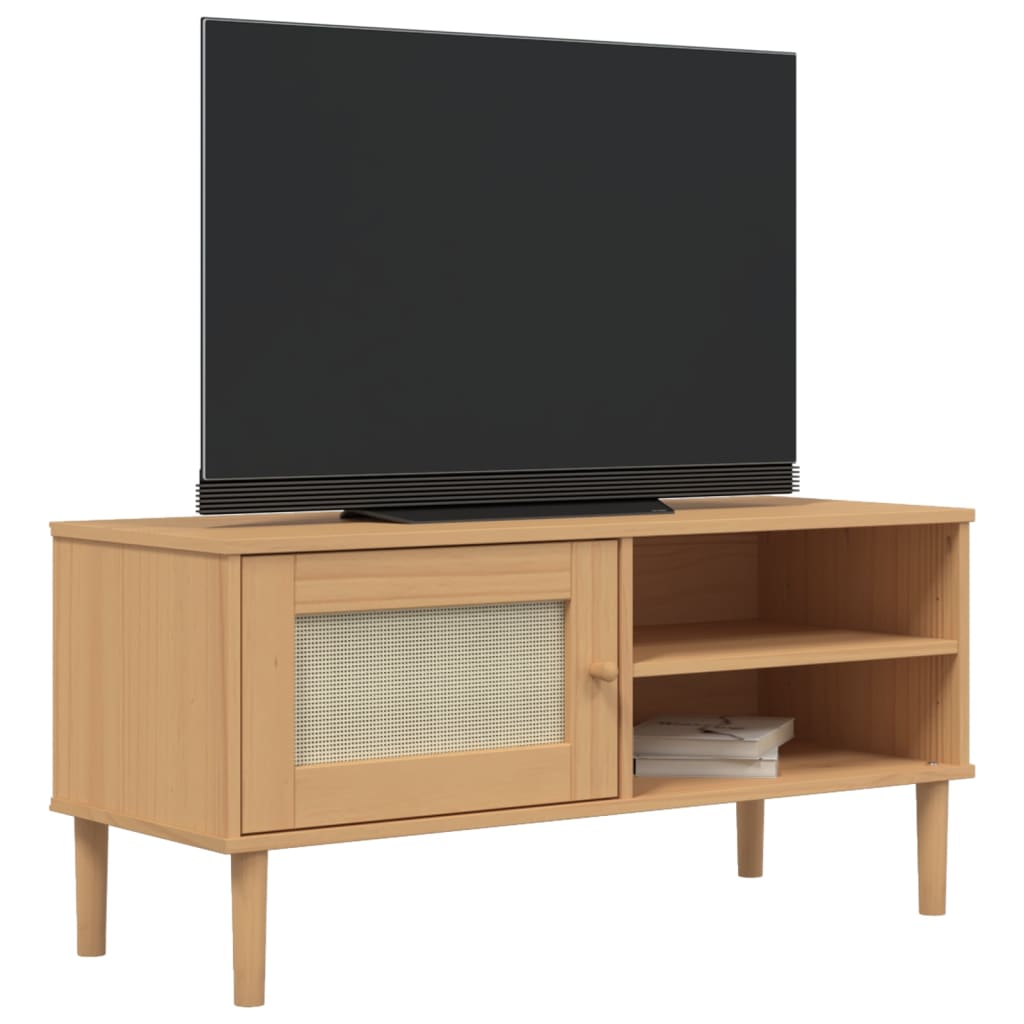 Tv-meubel SENJA 106x40x49 cm rattan massief grenenhout