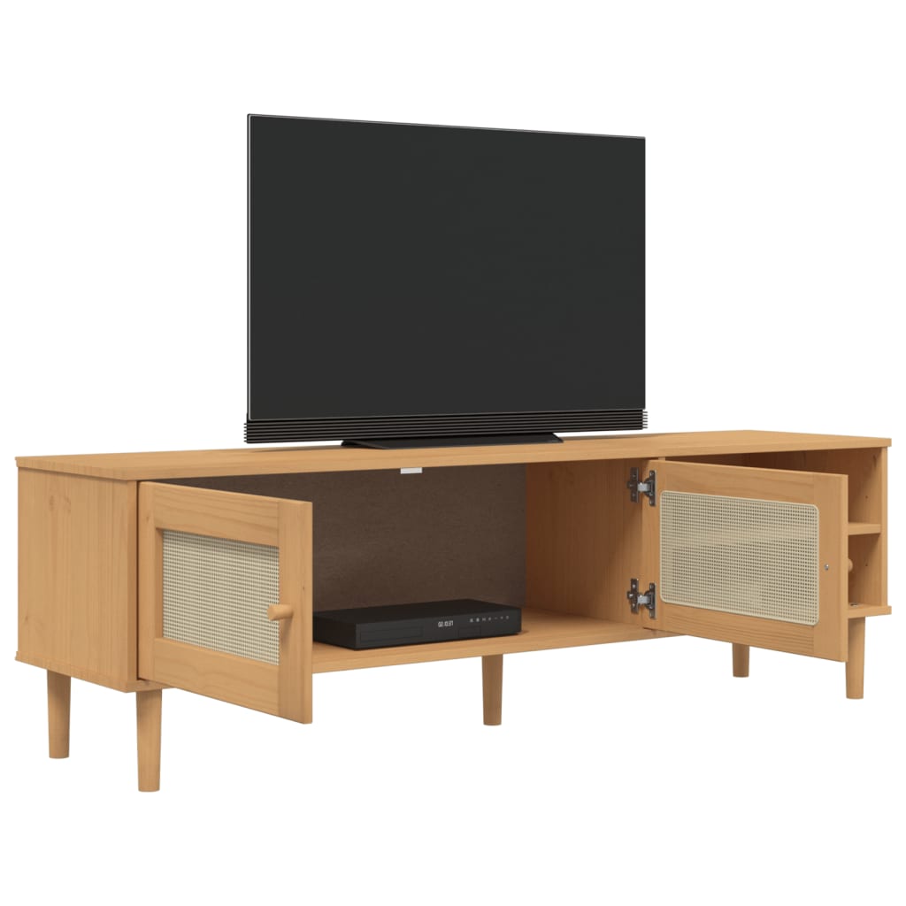 Tv-meubel SENJA 158x40x49 cm rattan-look massief grenenhout