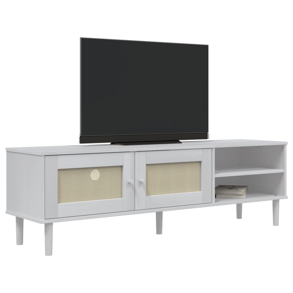 Tv-meubel SENJA 158x40x49 cm rattan-look massief grenenhout