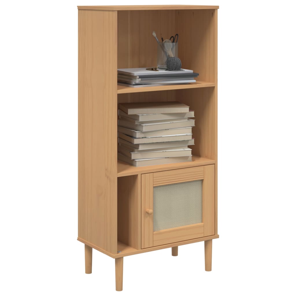 Boekenkast SENJA rattan-look 60x35x130 cm grenenhout