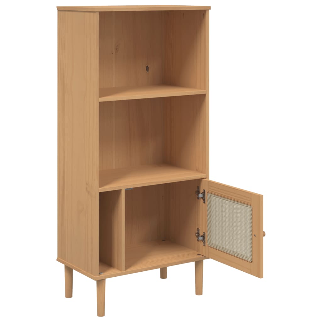 Boekenkast SENJA rattan-look 60x35x130 cm grenenhout