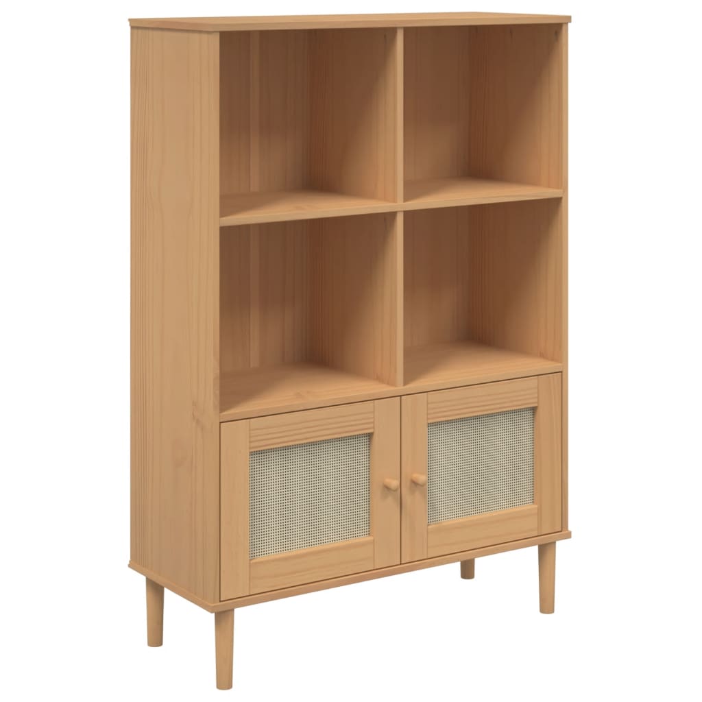 Boekenkast SENJA rattan-look 90x35x130 cm grenenhout