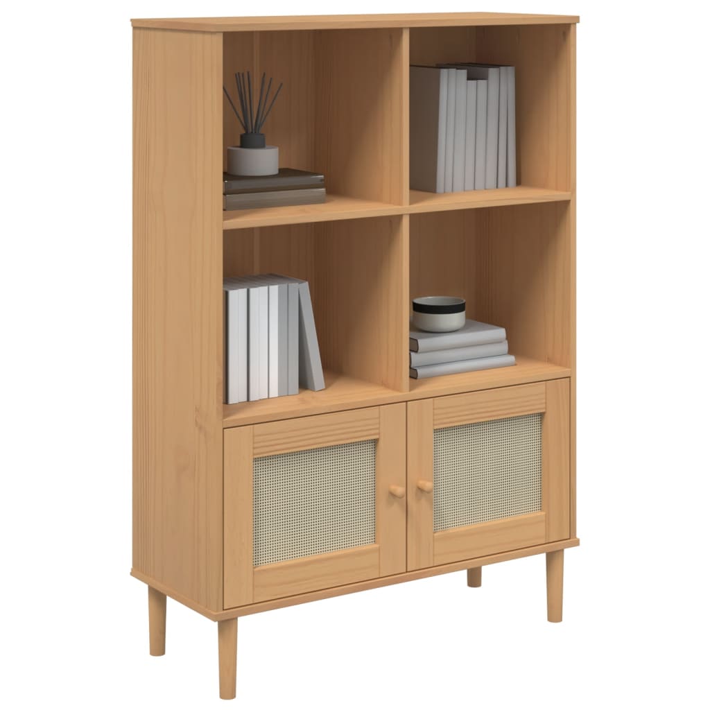 Boekenkast SENJA rattan-look 90x35x130 cm grenenhout