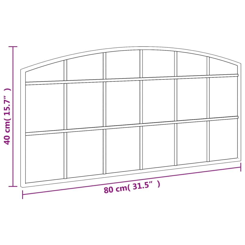 Wandspiegel boog 80x40 cm ijzer zwart