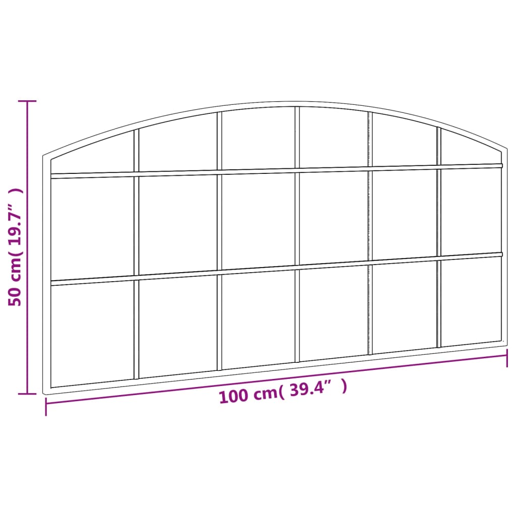 Wandspiegel boog 80x40 cm ijzer zwart