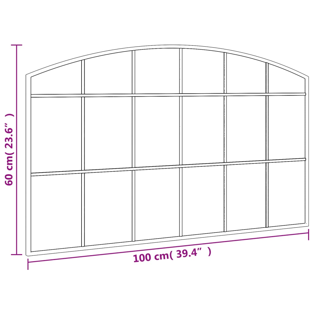 Wandspiegel boog 80x40 cm ijzer zwart