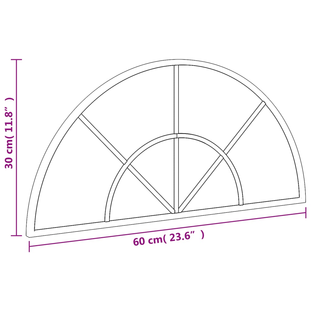 Wandspiegel boog 60x30 cm ijzer zwart