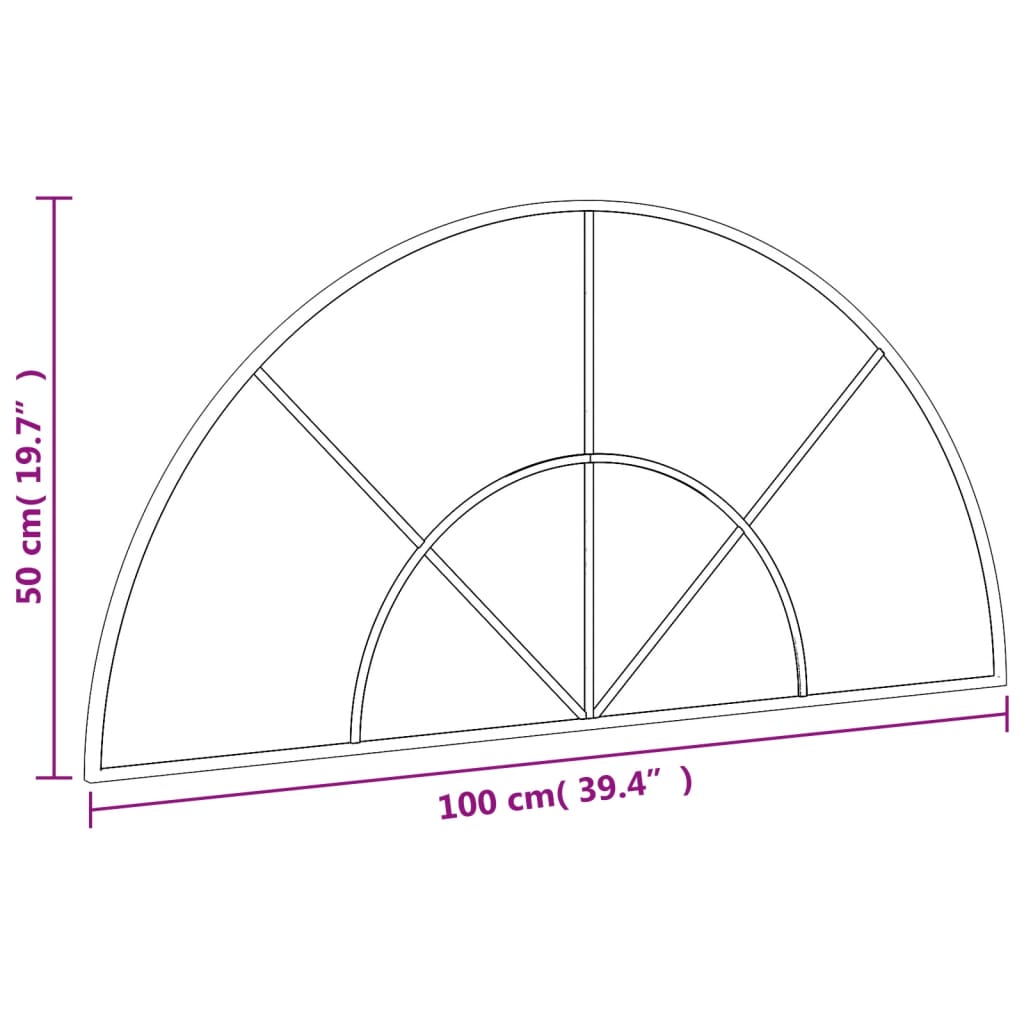 Wandspiegel boog 60x30 cm ijzer zwart