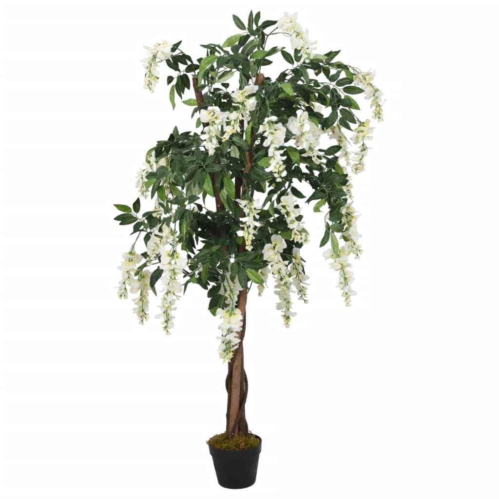 Kunstplant wisteria 1260 bladeren 180 cm groen en wit